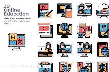 30 Online Education Icons