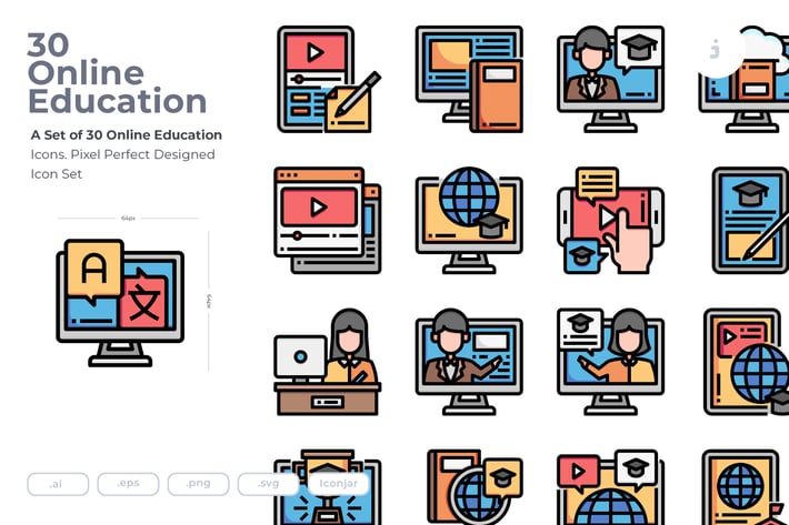 30 Online Education Icons