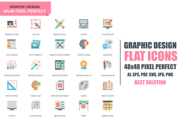 Simple Set Web and Graphic Design Flat Icons