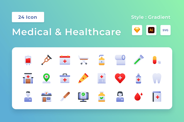 Medical And Helathcare Gradient Icon Set