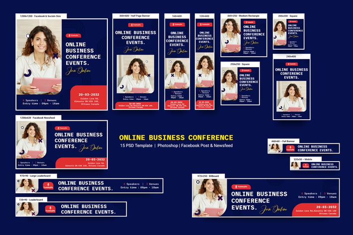 Online Business Conference Events Banners Ad