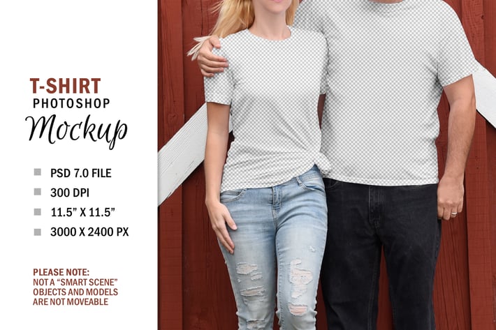 Couple T-Shirt Mockup Display Photoshop PSD