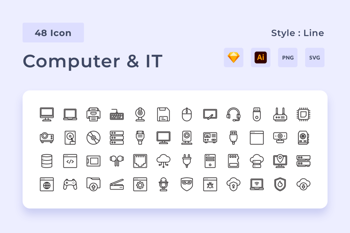 Computer & IT Outline Style Icon Pack