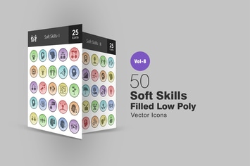 50 Soft Skills Filled Low Poly Icons