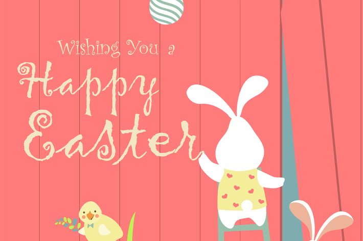 Easter bunnies and easter eggs. Vector 