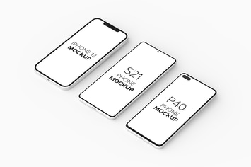 P40 Phone S21 Phone & iPhone 12 Mockup