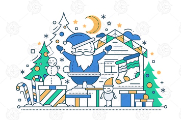 Merry Christmas - Line Design Greeting Card
