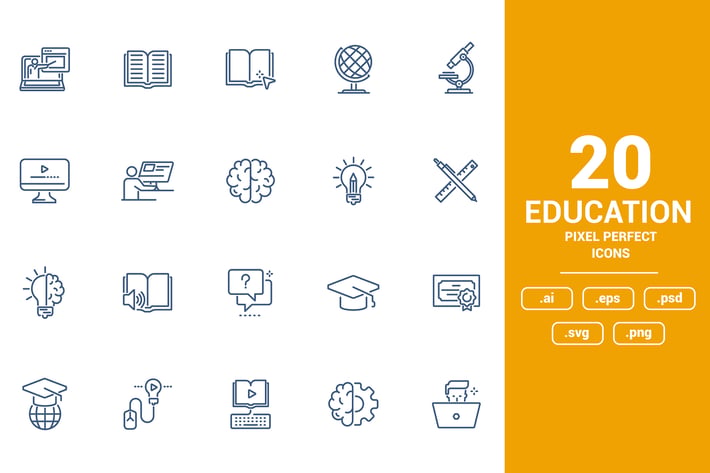 Flat line icons design - Education