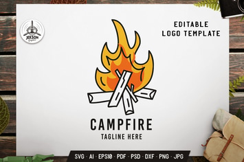 Campfire Label Template. Camping Emblem Design