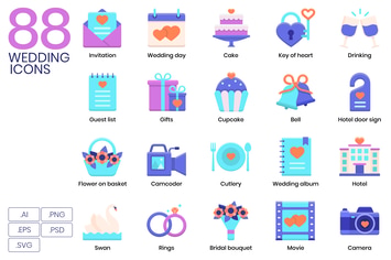 88 Wedding Icons & Celebration Icons