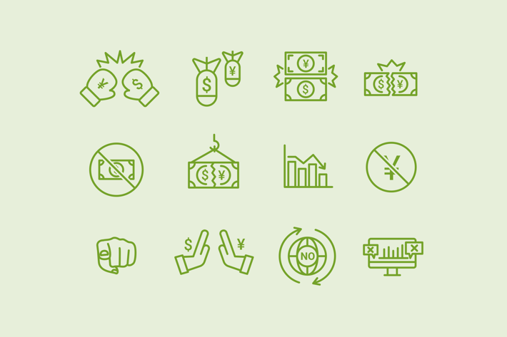 12 Trade War Icons