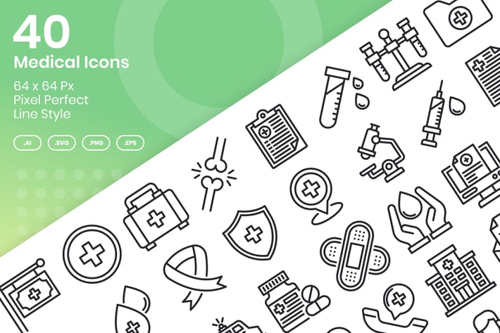 40 Medical Icons Set - Line