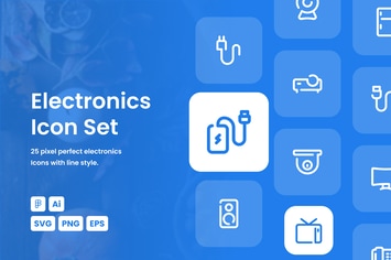 Electronic Dashed Line Icon Set