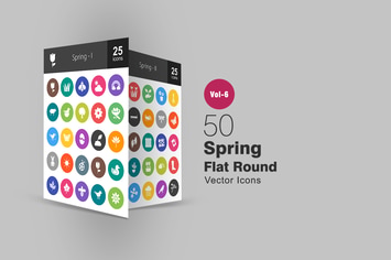 50 Spring Glyph Multicolor BG Icons