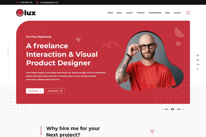 Olux – Creative Personal CV/Resume Portfolio HTML 