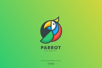 Simple Modern Parrot Colorful Logo