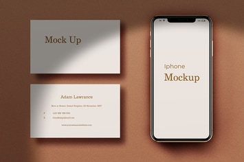 Iphone and Business Card Mockup