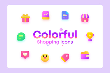 Colorful Shopping, ecommerce Illustration Icons