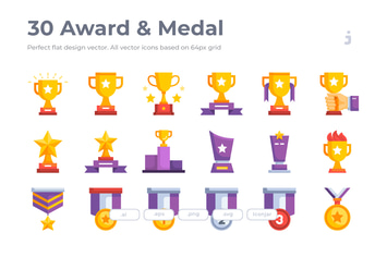 30 Award Icons- Flat