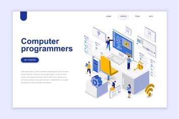Computer Programmers Isometric Landing Page