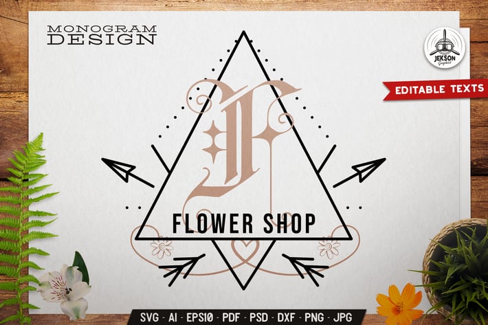 Flower Shop Monogram Badge With Sacred Geometry