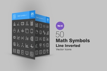 50 Math Symbols Line Inverted Icons