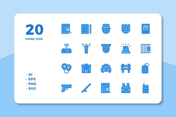 20 Crime Icons (Lineal Color)