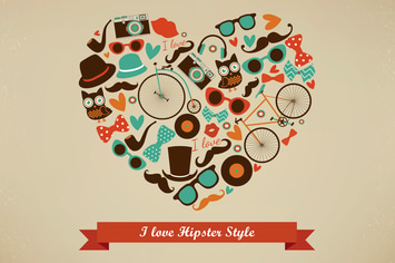 I Love Hipster Style Illustration