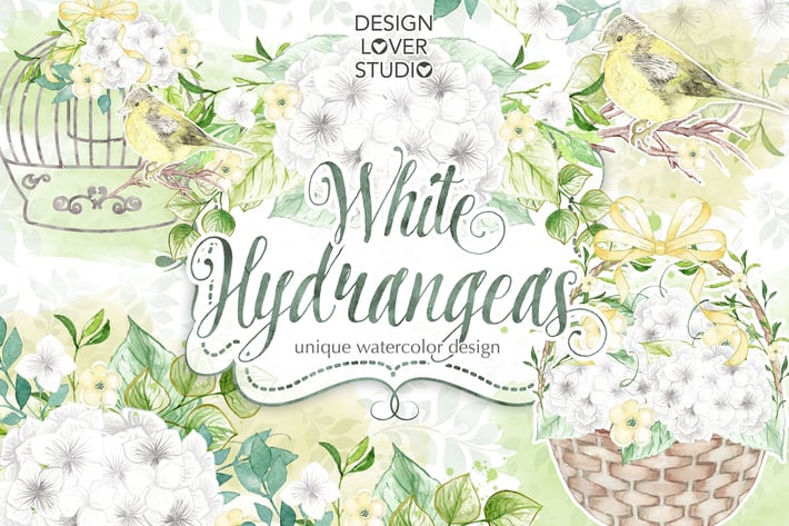 Watercolor White Hydrangeas design