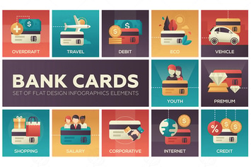 Bank cards - set of flat design elements