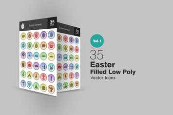 35 Easter Filled Low Poly Icons