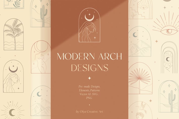 Bohemian Modern Arch Designs, Elements, Patterns.