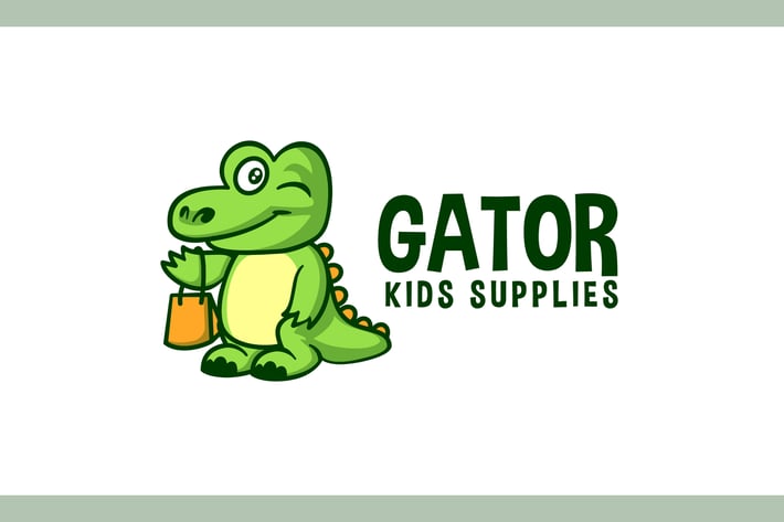 Cartoon Cute Aligator Character Mascot Logo