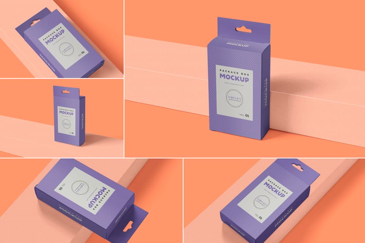 Paper Box Mockups With Hanger