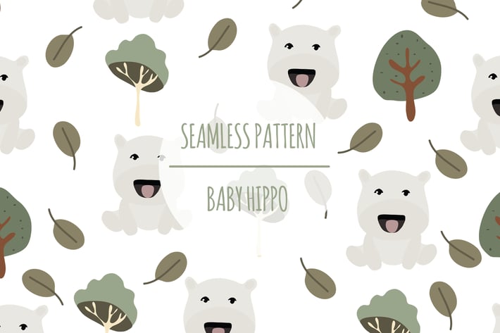 Baby Hippo – Seamless Pattern