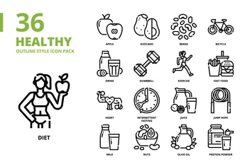 Healthy Outline Style Icon Set