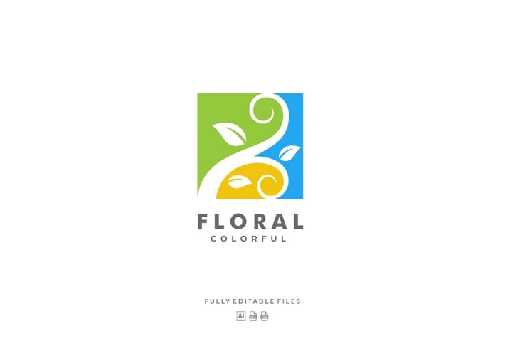 Floral Square Colorful Logo