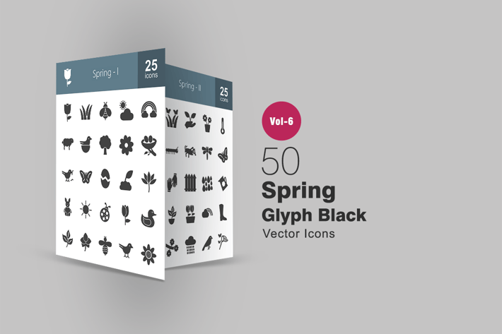 50 Spring Glyph Icons