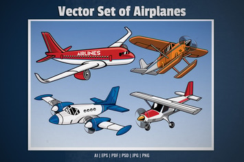 set collection of modern airplane vector