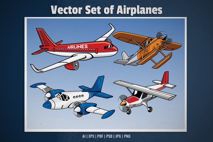 set collection of modern airplane vector