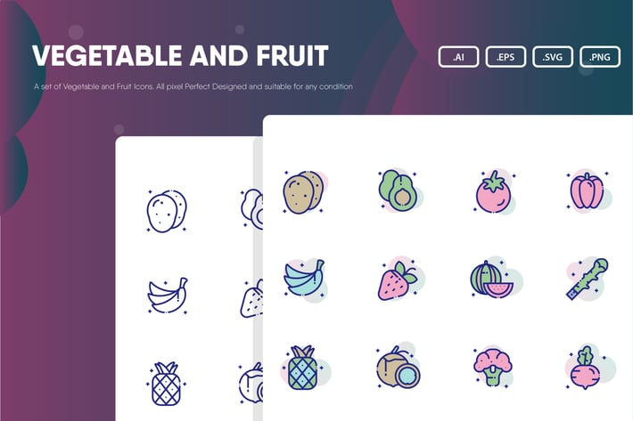 Vegetable and Fruit Icon Pack