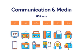 Communication and Media Icon Set