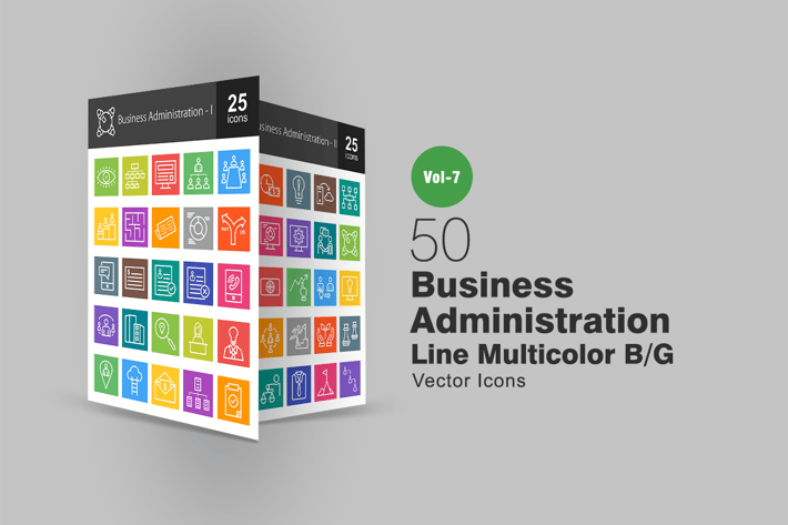 50 Business Administration Line Multicolor Icons