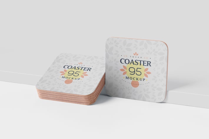 Square Coaster Mock-Up with Round Corner