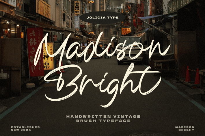 Madison Bright | Handwritten Vintage Brush Font