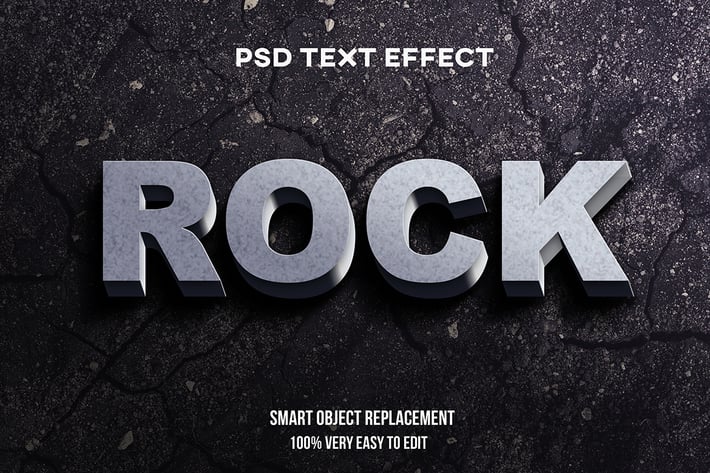 Realistic rock text effect