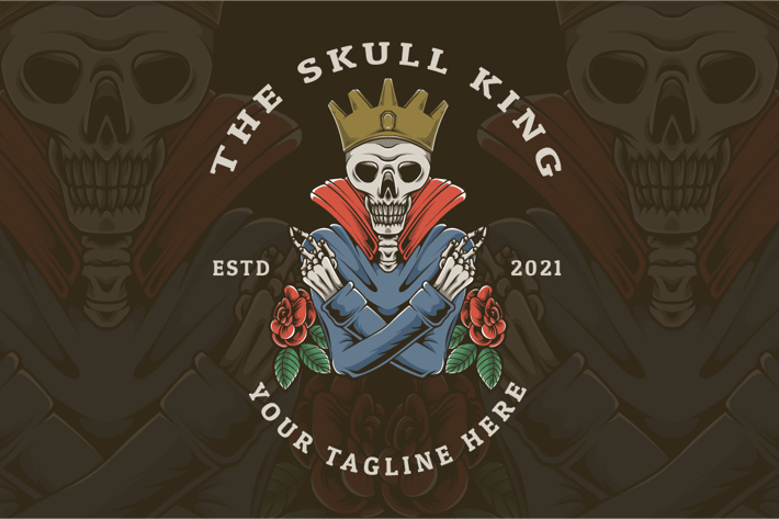 The Skull King Hand Drawn Logo