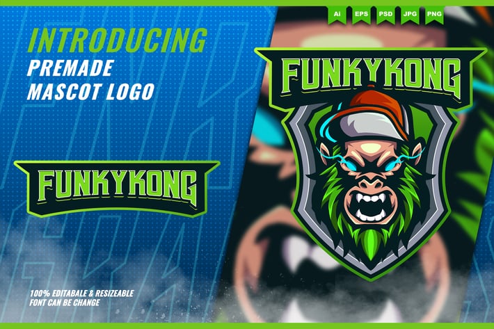Fungky KingKong - Mascot Esport Logo Template