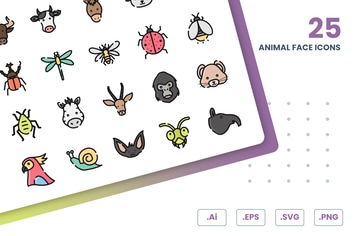Animal Face Icons Set