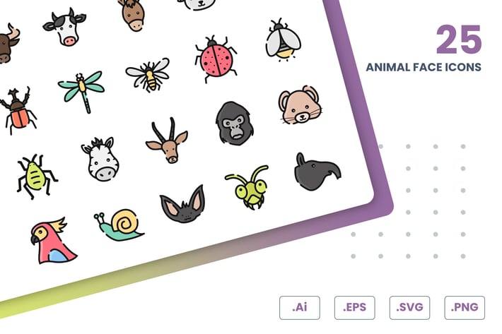 Animal Face Icons Set